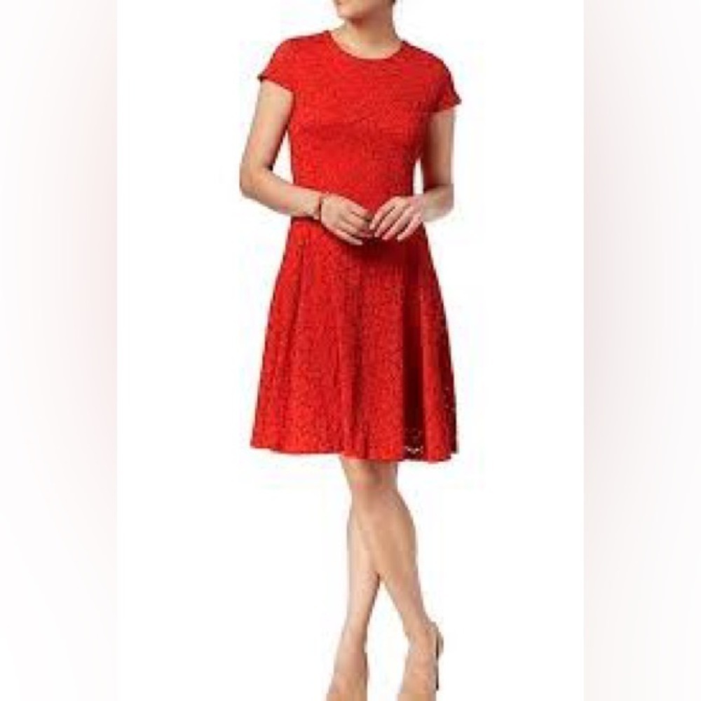Alfani Lace Fit and Flare Dress Red Size 6